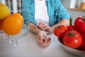 Young woman eating products causing an alergy