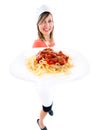 Young woman eating spaghetti