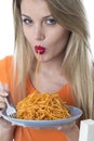 Young Woman Eating Spaghetti Pasta Royalty Free Stock Photo