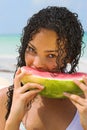 Young woman eating watermelon Royalty Free Stock Photo