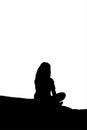 Young Woman at Edge of Hill Silhouette Illustration
