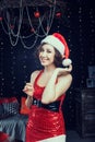 A young woman elf dressed as Santa Royalty Free Stock Photo