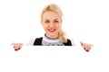 Young woman and empty board Royalty Free Stock Photo