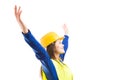 Young woman engineer with arms wide open Royalty Free Stock Photo