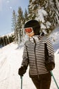 Young woman enjoing winter day of skiing fun in the snow Royalty Free Stock Photo
