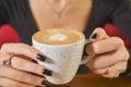 Young woman enjoying coffee time. Attractive caucasian girl in a cafe drinking a cup of coffee Royalty Free Stock Photo