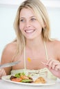 Young Woman Enjoying Healthy Meal Royalty Free Stock Photo