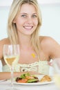 Young Woman Enjoying Meal Royalty Free Stock Photo