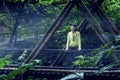 Young woman enjoying scenery of Situ Gunung