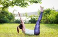 Young woman exercising outdoors in nature Royalty Free Stock Photo