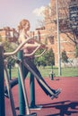 Young woman exercising outdoors. Royalty Free Stock Photo