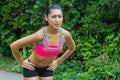 Young woman exhausted after running