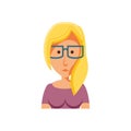 Young woman with eyeglasses avatar character