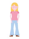 Young woman with eyeglasses avatar character