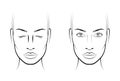 Young woman. Face chart Makeup Artist Blank. Template.