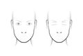 Young woman. Face chart Makeup Artist Blank. Template.