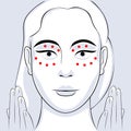 Young woman face instructions facial acupressure vector illustration