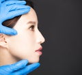 Young woman face with medical beauty concept