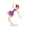 Young Woman Falling Down Backwards on Floor, Female Person with Shocked Facial Expression Cartoon Style Vector