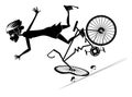 Cyclist woman falling down from the bicycle