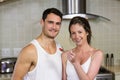 Young woman feeding breakfast to her man Royalty Free Stock Photo