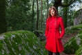 Young woman feeling sad and depressed walking on a forest Royalty Free Stock Photo