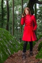 Young woman feeling sad walking on a forest Royalty Free Stock Photo