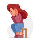 Young woman feeling stressed and uncomfortable, vector illustration of a person having mental disorder panic and anxiety,