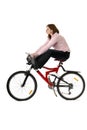 Young woman feet in the air on bycicle Royalty Free Stock Photo