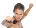 Young woman fencing with brush Royalty Free Stock Photo