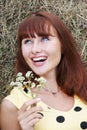 Young woman with field flowers Royalty Free Stock Photo