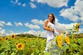 Young woman on field in summer Royalty Free Stock Photo
