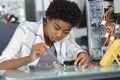 young woman fix pc component in service center Royalty Free Stock Photo