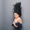 Young woman with floating hair Royalty Free Stock Photo