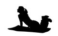 Young woman on the floor exercise in gym vector silhouette. Fit lady on pilates treatment. Losing weight concept. Fitness girl
