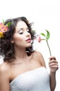 Young woman with flower Royalty Free Stock Photo