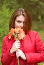 Young woman with flower