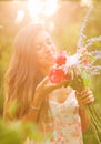 Young Woman with Flowers Royalty Free Stock Photo