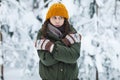 Young Woman Freezing in Winter Royalty Free Stock Photo