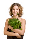 Young woman with fresh parsley Royalty Free Stock Photo