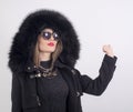 Young woman with fur coat Royalty Free Stock Photo