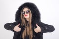 Young woman with fur coat Royalty Free Stock Photo