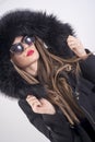 Young woman with fur coat Royalty Free Stock Photo