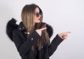 Young woman with fur coat Royalty Free Stock Photo