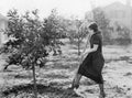 Young woman in a garden doing gardening Royalty Free Stock Photo