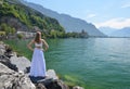 Young woman at Geneva lake