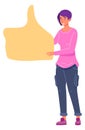Young woman giving thumbs up. Approval sign Royalty Free Stock Photo