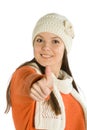 Young woman giving the thumbs up sign Royalty Free Stock Photo