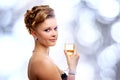 Young woman with a glass of champagne Royalty Free Stock Photo