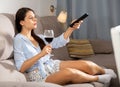 Young woman with glass of red wine Royalty Free Stock Photo